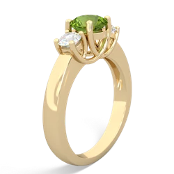 Peridot Diamond Three Stone Round Trellis 14K Yellow Gold ring R4018