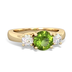 Peridot Diamond Three Stone Round Trellis 14K Yellow Gold ring R4018