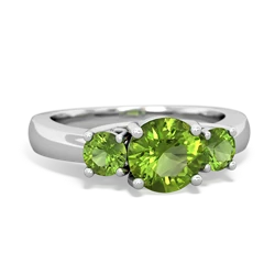 Peridot Three Stone Round Trellis 14K White Gold ring R4018