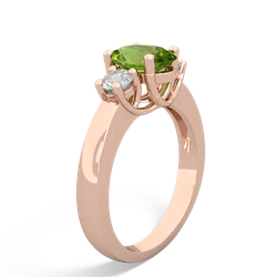 Peridot Diamond Three Stone Oval Trellis 14K Rose Gold ring R4024