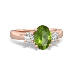 Peridot Diamond Three Stone Oval Trellis 14K Rose Gold ring R4024