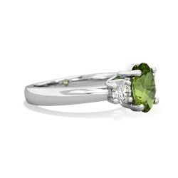 Peridot Diamond Three Stone Oval Trellis 14K White Gold ring R4024