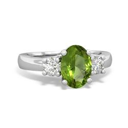 Peridot Diamond Three Stone Oval Trellis 14K White Gold ring R4024