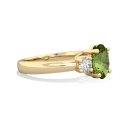 Peridot Diamond Three Stone Oval Trellis 14K Yellow Gold ring R4024