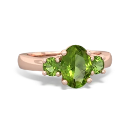 Peridot Three Stone Oval Trellis 14K Rose Gold ring R4024