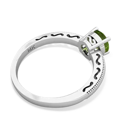 Peridot Milgrain Filigree 14K White Gold ring R5090