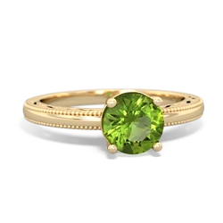 Peridot Milgrain Filigree 14K Yellow Gold ring R5090