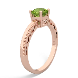 Peridot Milgrain Filigree 14K Rose Gold ring R5090