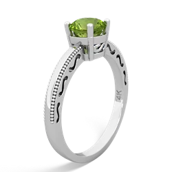 Peridot Milgrain Filigree 14K White Gold ring R5090