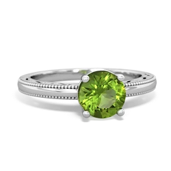 Peridot Milgrain Filigree 14K White Gold ring R5090