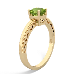 Peridot Milgrain Filigree 14K Yellow Gold ring R5090