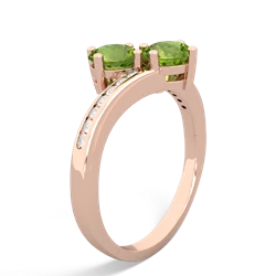 Peridot Channel Set Two Stone 14K Rose Gold ring R5303