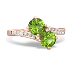 Peridot Channel Set Two Stone 14K Rose Gold ring R5303