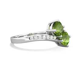 Peridot Channel Set Two Stone 14K White Gold ring R5303