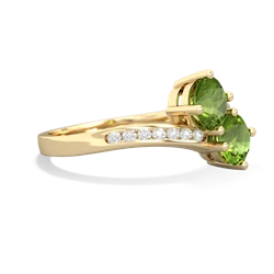 Peridot Channel Set Two Stone 14K Yellow Gold ring R5303