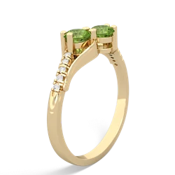 Peridot Infinity Pave Two Stone 14K Yellow Gold ring R5285