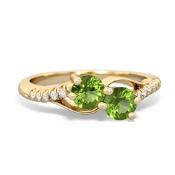 Peridot Infinity Pave Two Stone 14K Yellow Gold ring R5285