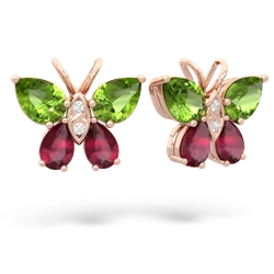 Peridot Butterfly 14K Rose Gold earrings E2215