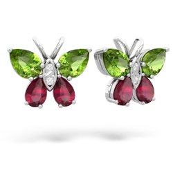 Peridot Butterfly 14K White Gold earrings E2215