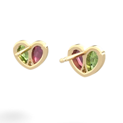 Peridot 'Our Heart' 14K Yellow Gold earrings E5072