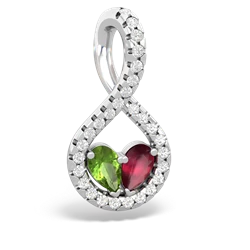 Peridot Pave Twist 'One Heart' 14K White Gold pendant P5360