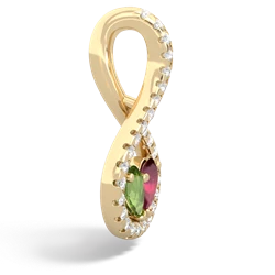 Peridot Pave Twist 'One Heart' 14K Yellow Gold pendant P5360