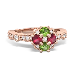 Peridot Sparkling Tiara Cluster 14K Rose Gold ring R26293RD