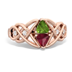 Peridot Keepsake Celtic Knot 14K Rose Gold ring R5300