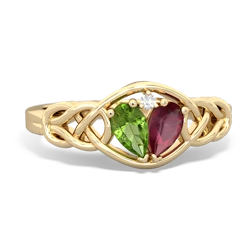 Peridot Celtic Love Knot 14K Yellow Gold ring R5420