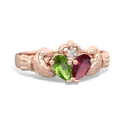 Peridot 'Our Heart' Claddagh 14K Rose Gold ring R2388