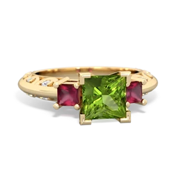 Peridot Eternal Embrace Engagement 14K Yellow Gold ring C2001