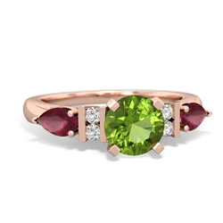 Peridot 6Mm Round Eternal Embrace Engagement 14K Rose Gold ring R2005