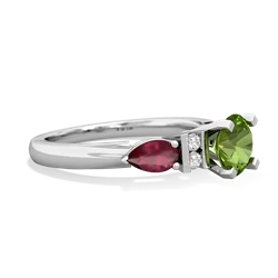 Peridot 6Mm Round Eternal Embrace Engagement 14K White Gold ring R2005