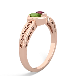 Peridot Filligree 'One Heart' 14K Rose Gold ring R5070