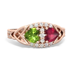 Peridot Sparkling Celtic Knot 14K Rose Gold ring R2645