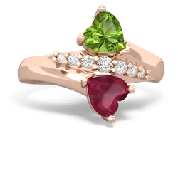 Peridot Heart To Heart 14K Rose Gold ring R2064