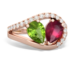 Peridot Nestled Heart Keepsake 14K Rose Gold ring R5650