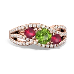 Peridot Three Stone Aurora 14K Rose Gold ring R3080