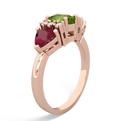 Peridot Antique Style Three Stone 14K Rose Gold ring R2186