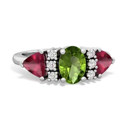 Peridot Antique Style Three Stone 14K White Gold ring R2186