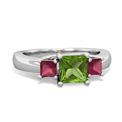 Peridot Three Stone Trellis 14K White Gold ring R4015