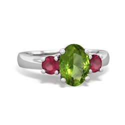 Peridot Three Stone Oval Trellis 14K White Gold ring R4024