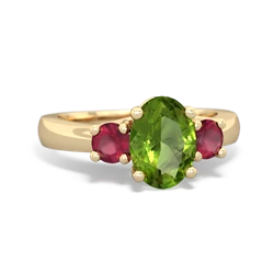 Peridot Three Stone Oval Trellis 14K Yellow Gold ring R4024