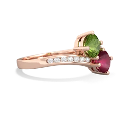 Peridot Channel Set Two Stone 14K Rose Gold ring R5303