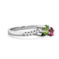 Peridot Infinity Pave Two Stone 14K White Gold ring R5285