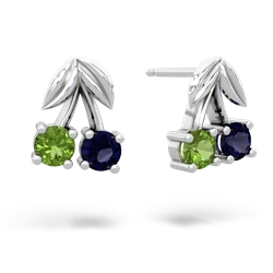 Peridot Sweet Cherries 14K White Gold earrings E7001