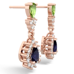 Peridot Halo Pear Dangle 14K Rose Gold earrings E1882