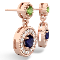 Peridot Halo Dangle 14K Rose Gold earrings E5319