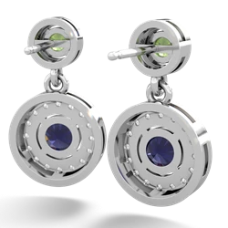 Peridot Halo Dangle 14K White Gold earrings E5319