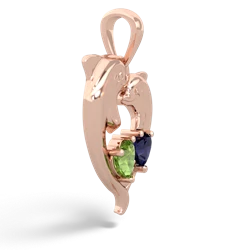 Peridot Dolphin Heart 14K Rose Gold pendant P5820